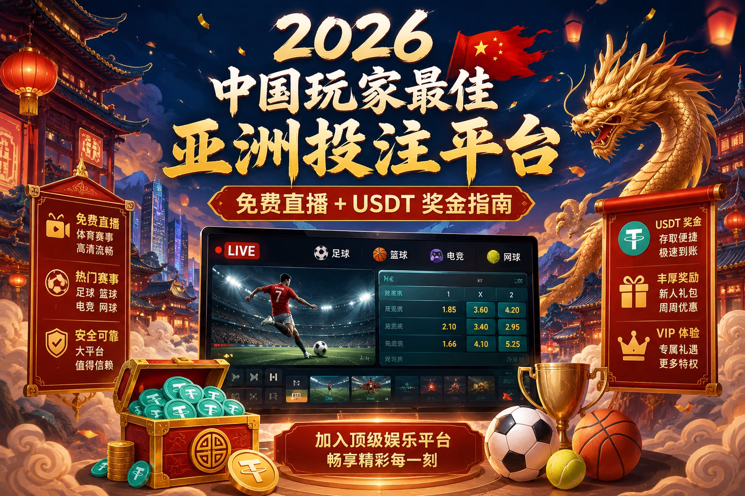 2026 中国玩家最佳亚洲投注平台 免费直播 + USDT 奖金指南