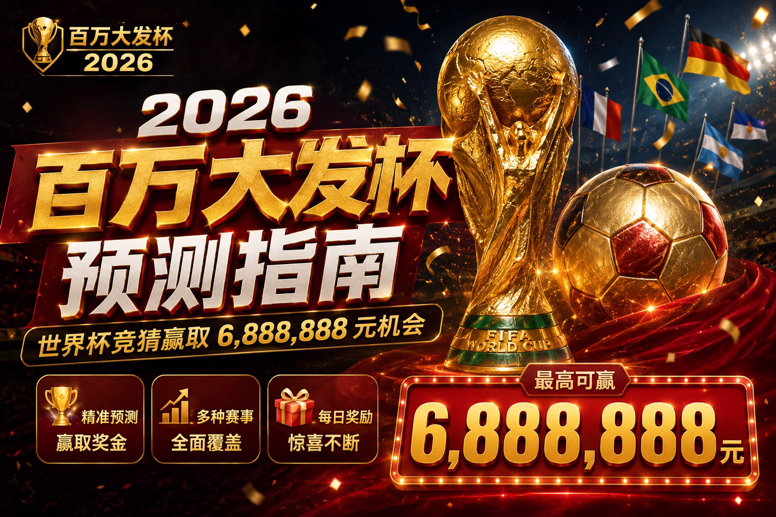 2026 百万大发杯预测指南 世界杯竞猜赢取 6,888,888 元机会